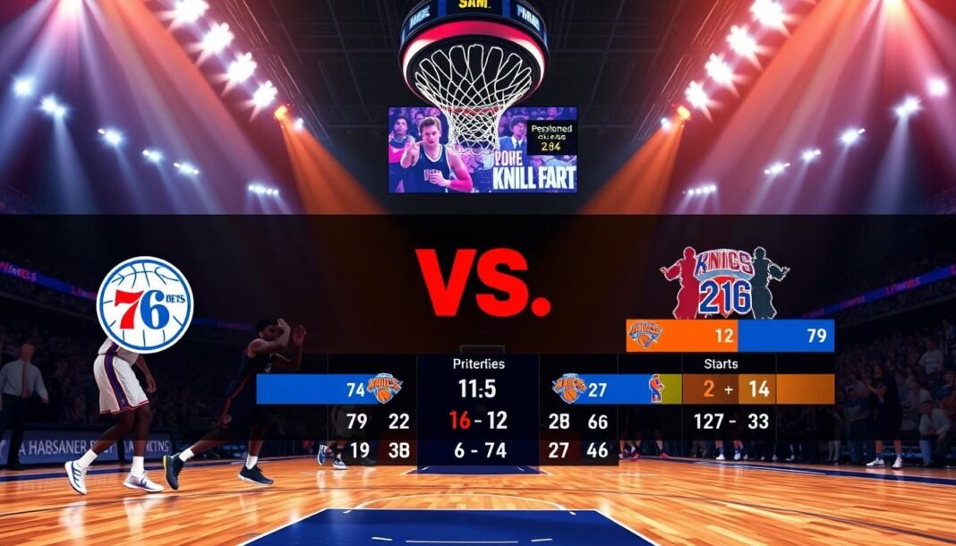 76ers vs knicks match player stats